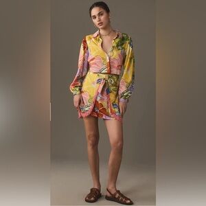 FARM RIO FOR ANTHROPOLOGY WRAP FLORAL DRESS size SMALL
